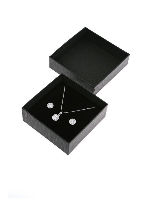 buy sterling silver cubic zirconia cluster round stud earrings and pendant set 5f468dac7c8f0
