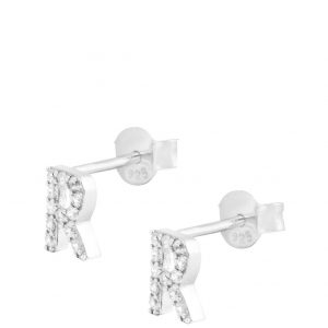 buy sterling silver cubic zirconia initial stud earrings 5f37e382f374d