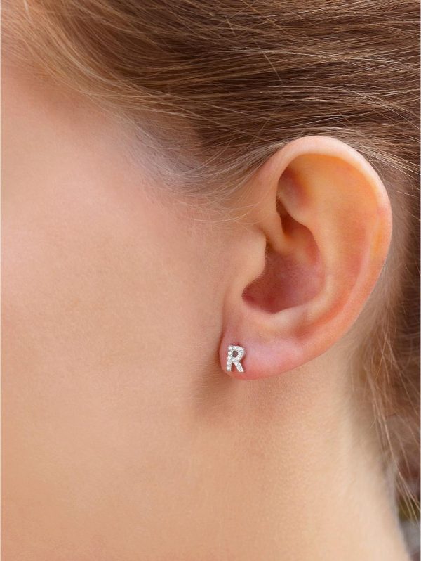 buy sterling silver cubic zirconia initial stud earrings 5f37e383af091