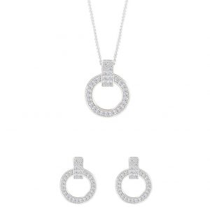 buy sterling silver cubic zirconia round earrings and pendant set 5f3418a530bd9