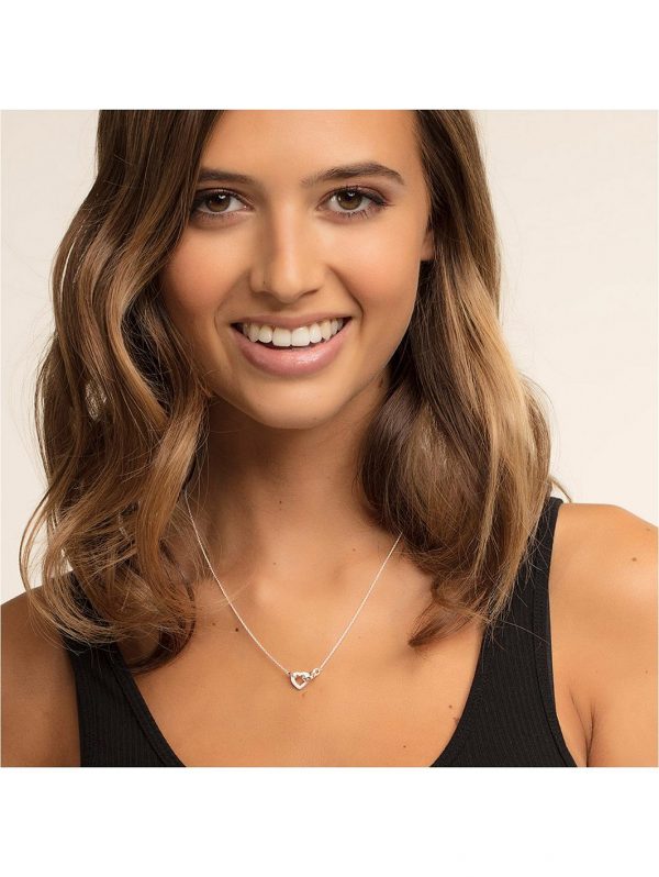 buy sterling silver cubic zirconia together forever heart link necklace 5f26be7c4496b