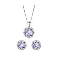 buy sterling silver lavender cubic zirconia halo stud earrings and pendant set 5f2d817f90be7
