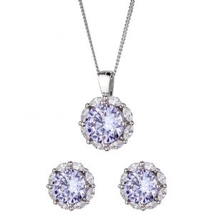 buy sterling silver lavender cubic zirconia halo stud earrings and pendant set 5f2d81884cbb9