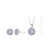 buy sterling silver lavender cubic zirconia halo stud earrings and pendant set 5f2d818b9e32e