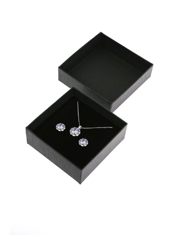 buy sterling silver lavender cubic zirconia halo stud earrings and pendant set 5f2d818c376c0