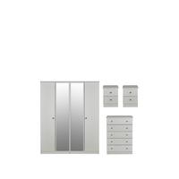 buy verve part assembled 4 piece package 4 door mirrored wardrobe 5 drawer chest and 2 bedside chests 5f375f985dedc