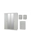 buy verve part assembled 4 piece package 4 door mirrored wardrobe 5 drawer chest and 2 bedside chests 5f375fa1c28f2
