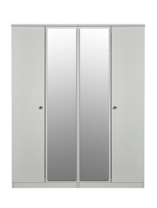 buy verve part assembled 4 piece package 4 door mirrored wardrobe 5 drawer chest and 2 bedside chests 5f375fa2d09e4
