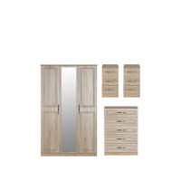 buy winchester part assembled 4 piece package 3 door mirrored wardrobe chest of 5 drawers and 2 bedside chests 5f2cd4fc73313