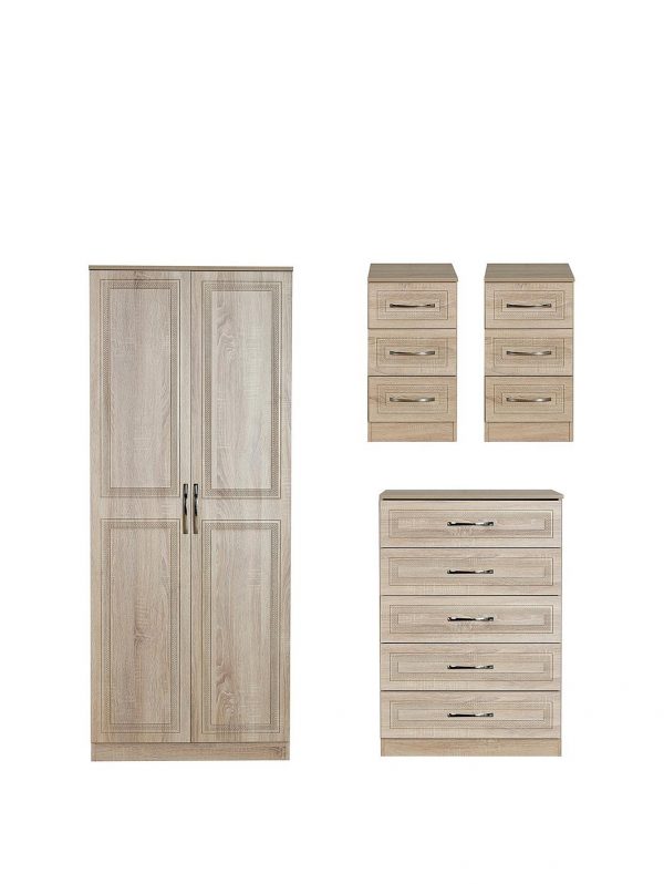 buy winchester ready assembled 4 piece package 2 door wardrobe 5 drawer chest and 2 bedside chests 5f2cd4ec2981a