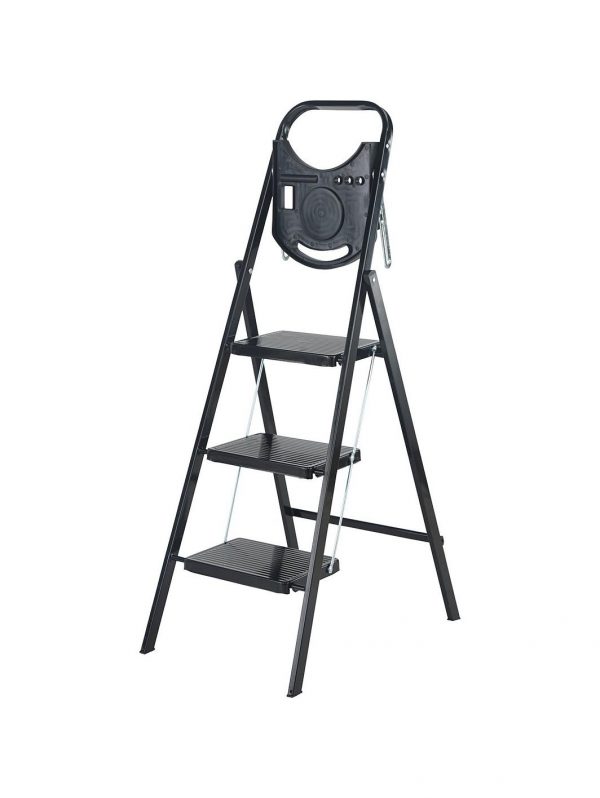 selling 3 tread black stepstool with tool tray 5f250c383c2ee