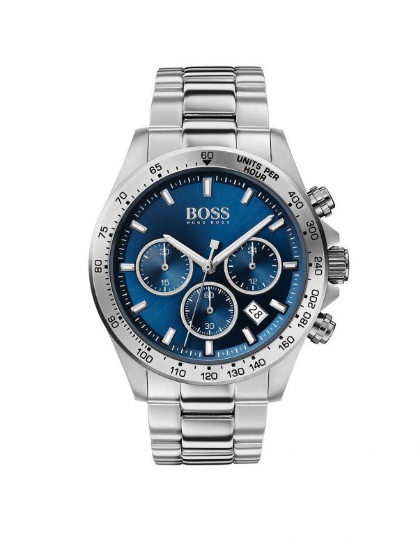selling boss hero sport lux blue sunray chronograph dial stainless steel bracelet mens watch 5f38d8c8449c7