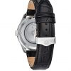 selling bulova wilton white sunray and silver detail day date dial black leather strap mens watch 5f38d8d9a540f