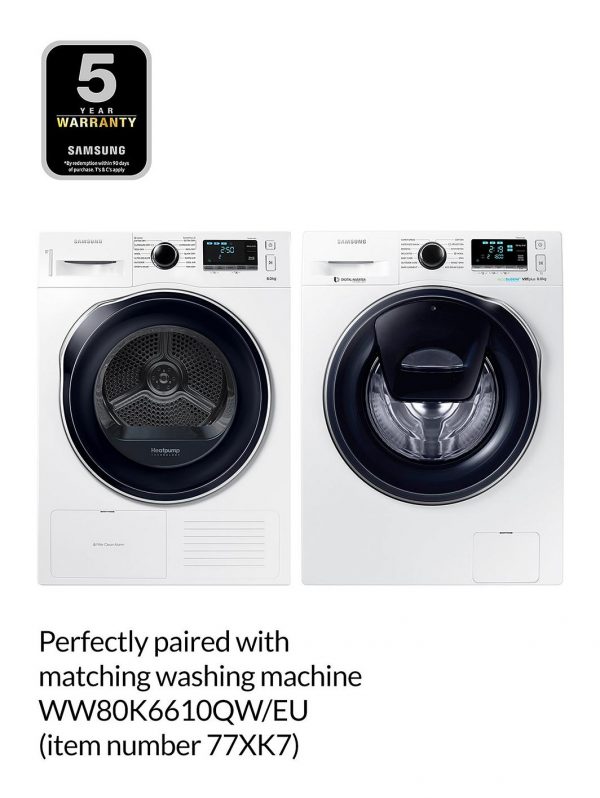 selling dv80k6010cw eu 8kg load tumble dryer with heat pump technology white 5f2e48c455f0e
