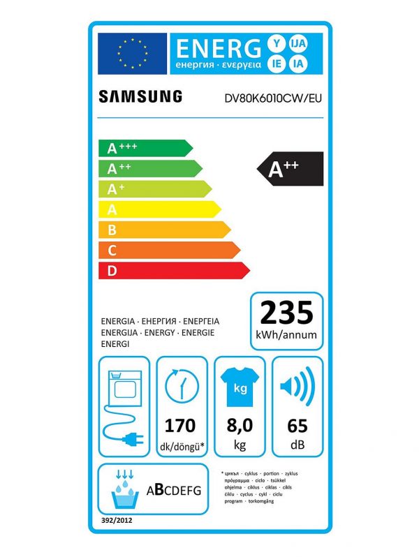selling dv80k6010cw eu 8kg load tumble dryer with heat pump technology white 5f2e48c7d1a12