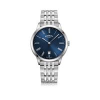 selling exclusive rotary blue sunray date dial stainless steel bracelet mens watch 5f38d8b15aa0d