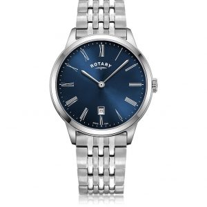 selling exclusive rotary blue sunray date dial stainless steel bracelet mens watch 5f38d8b6bbd3a