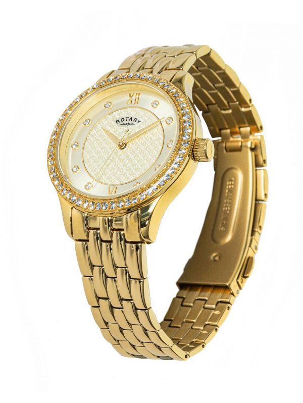 selling exclusive textured champagne swarovski set dial gold stainless steel bracelet ladies watch 5f38d8bf7196e