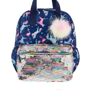 selling girls electric unicorn pom backpack navy 5f40aa2d77162