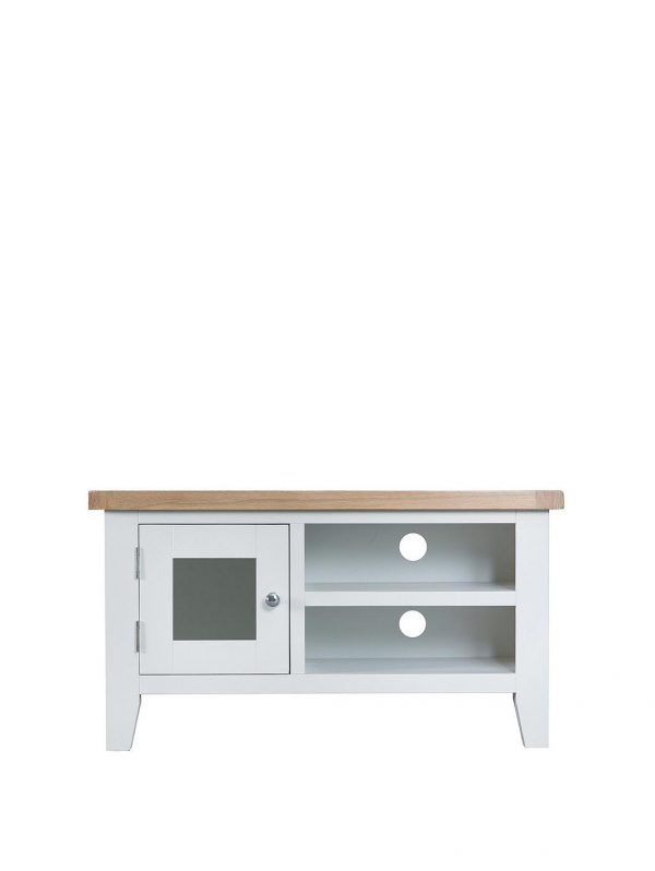 selling harrow ready assembled tv unit fits up to 45 inch tv white oak 5f4a2fa79f1af