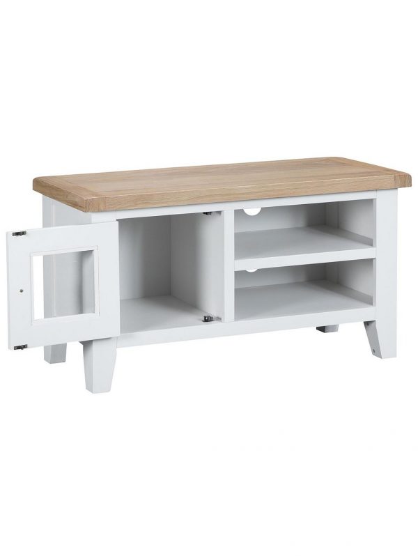 selling harrow ready assembled tv unit fits up to 45 inch tv white oak 5f4a2fad9c2c8