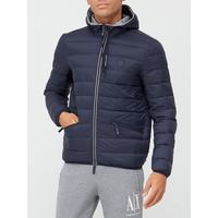 selling quilted down fill hooded jacket navy 5f2a6da354eaf