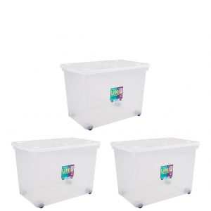 selling set of 3 80 litre wheeled plastic storage boxes 5f34debc8e576