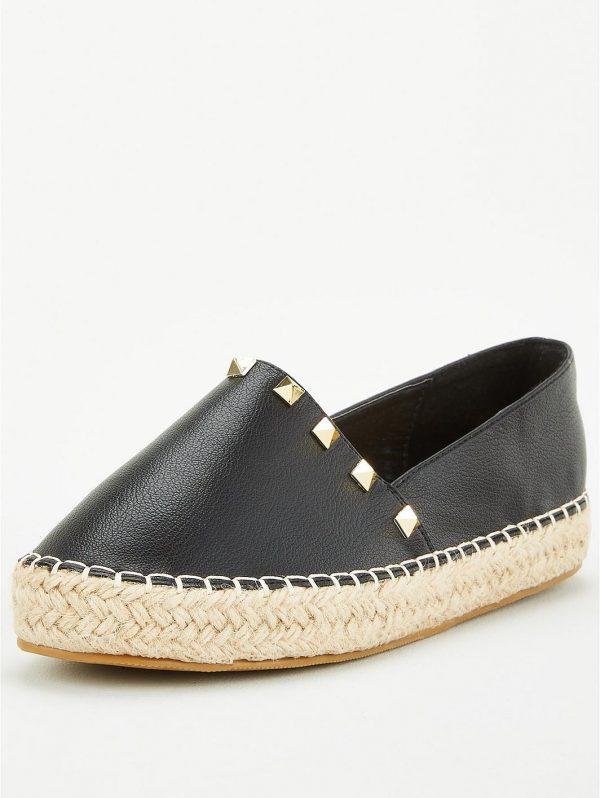 special sale studded flat espadrille black 5f45f09650b06