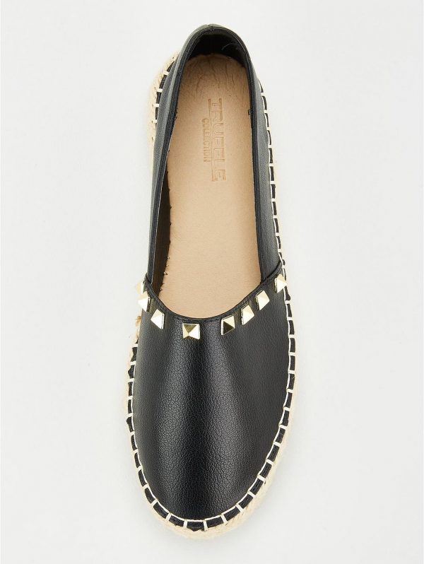 special sale studded flat espadrille black 5f45f09be120c