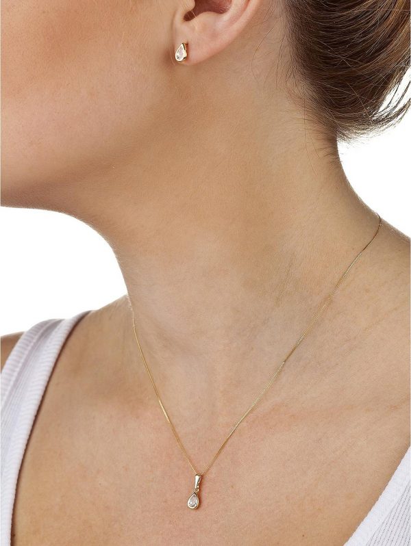buy 9 carat yellow gold pear shaped earring and pendant birthstone set 5f5f9aa868668
