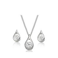 buy 9ct white gold cubic zirconia pear shaped pendant and earrings set 5f5f9a6aa9a03