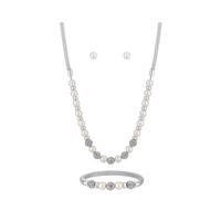 buy bliss silver plated cream pearl ball three piece jewellery set 5f4fc896b0e15