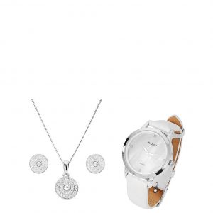 buy evoke sterling silver swarovski crystal cluster stud earrings pendant and watch gift set 5f57b1f27146b