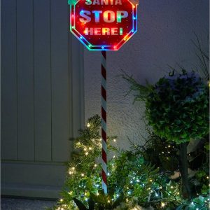 buy indoor outdoor 110 cm santa stop here sign with multi coloured lights 5f51d4474a246