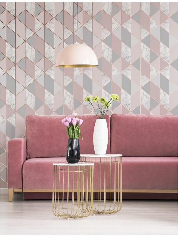 buy marble blush geo wallpaper 5f5db7ddbb1c2