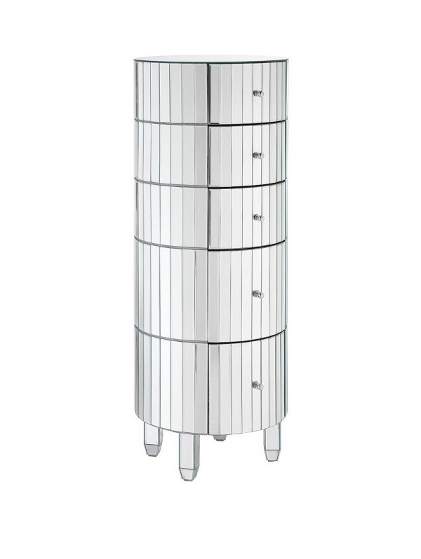 buy phoebe round 5 drawer mirrored chest 5f62de4235558