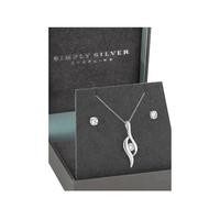 buy simply silver cubic zirconia polished twist stone jewellery set 5f623d39ef750
