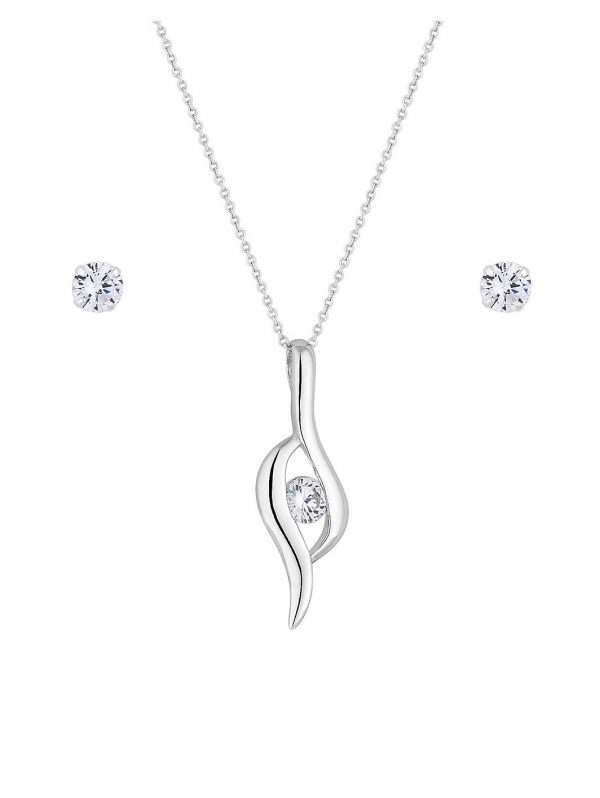 buy simply silver cubic zirconia polished twist stone jewellery set 5f623d3d1c5d5