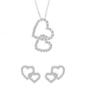 buy sterling silver cubic zirconia heart stud earrings and pendant set 5f60ec7365466